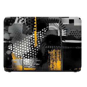 Laptop Skin - Dynamic Monochrome Abstract Art Yellow Accents