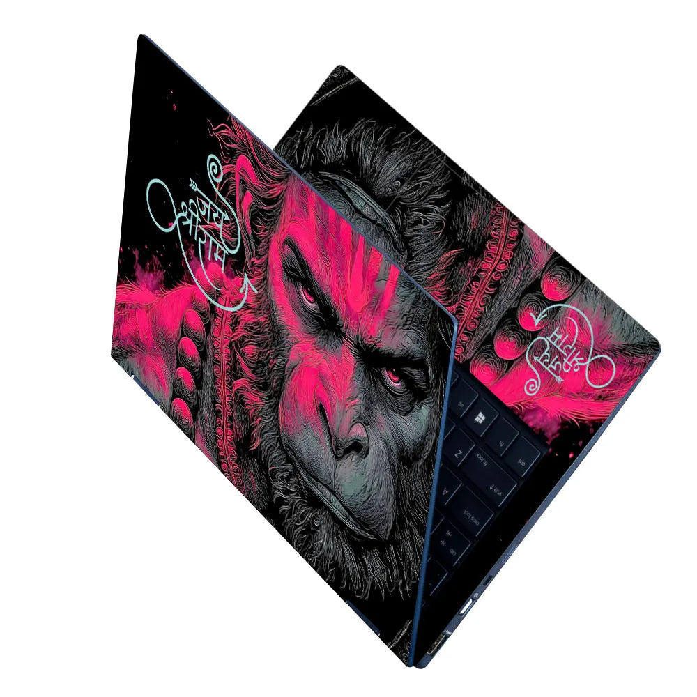 Laptop Skin - Lord Hanuman Neon Art Jai Shree Ram