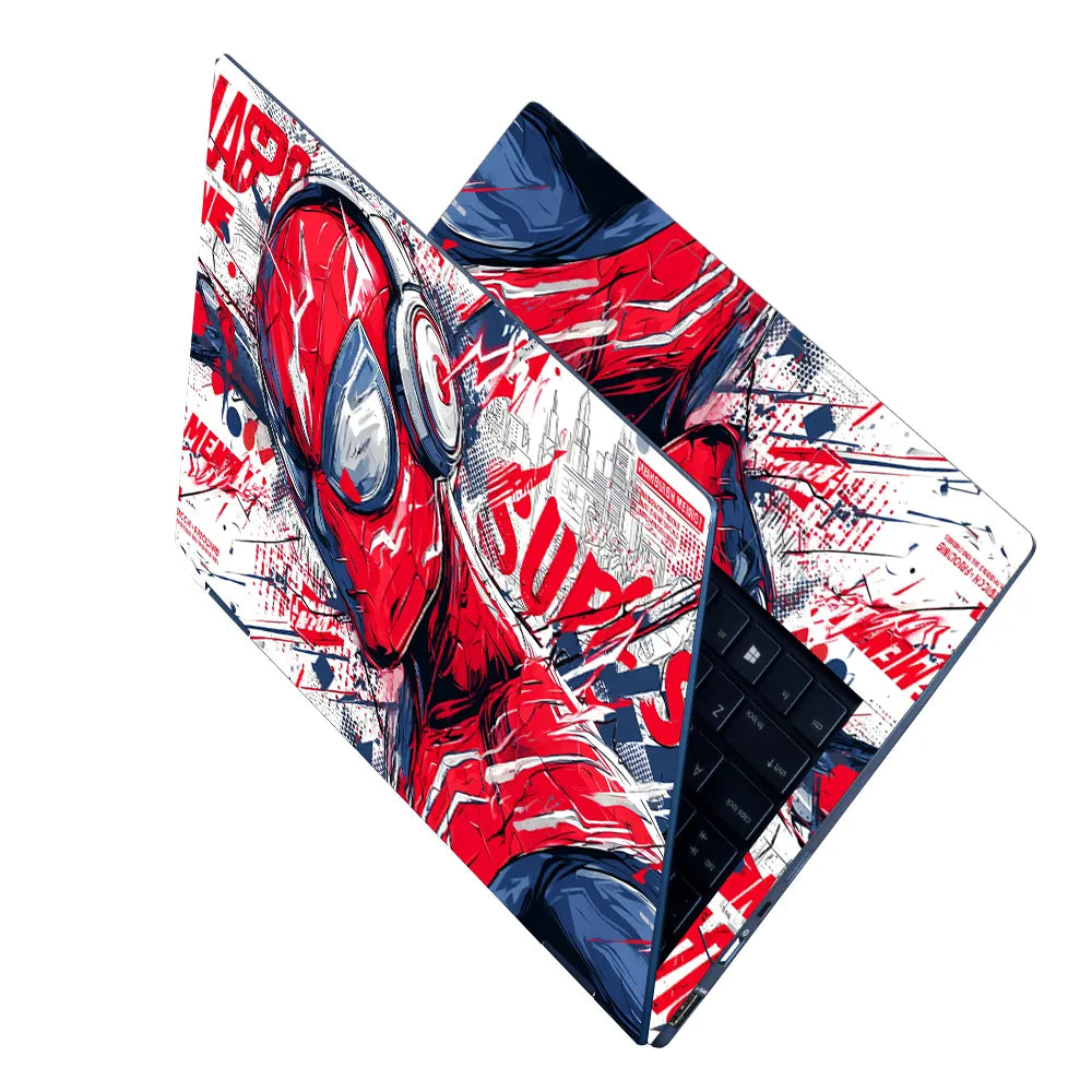 Laptop Skin - Dynamic Comic Style Hero Red Energy