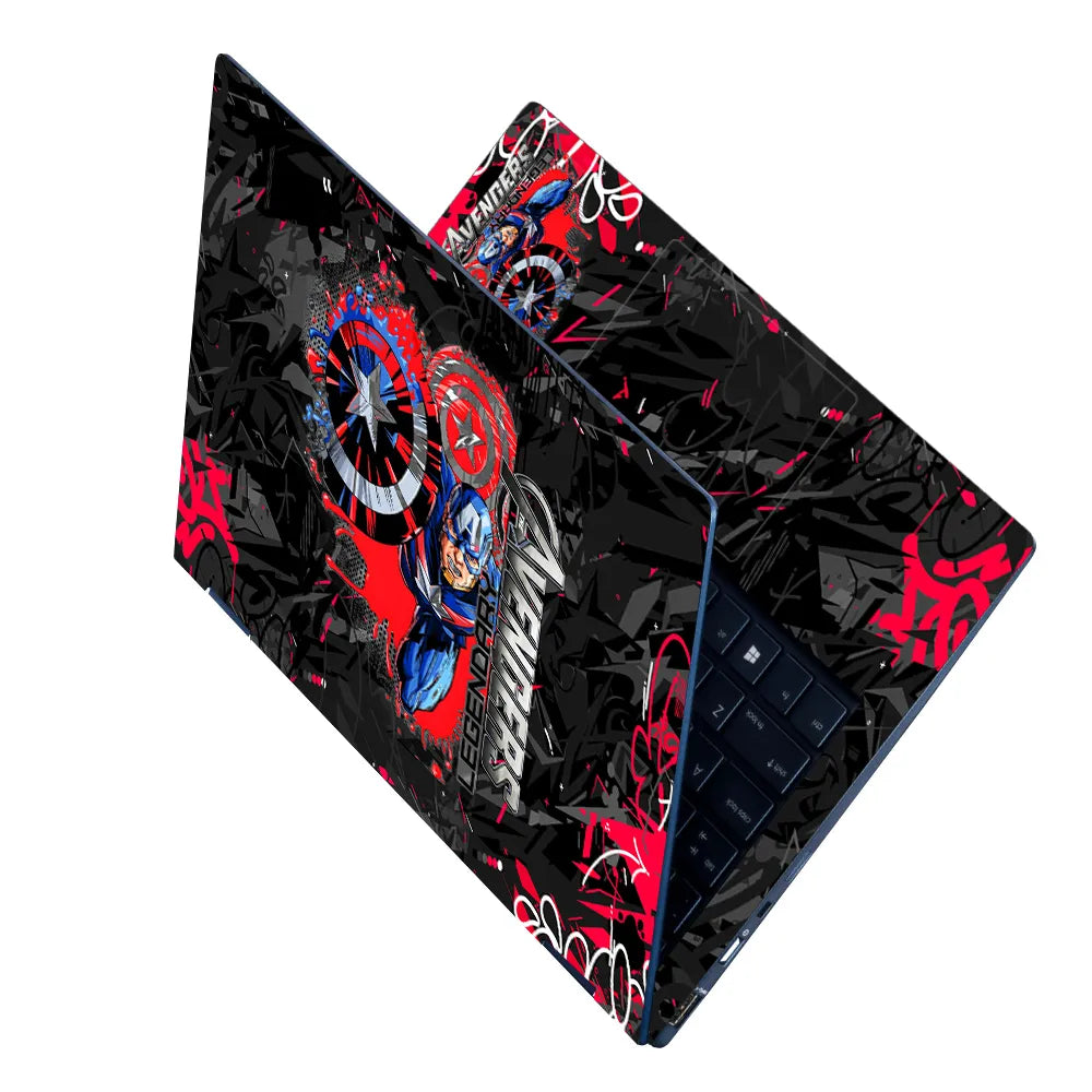 Laptop Skin - Graffiti Style Superhero Red Action