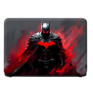 Laptop Skin - Dark Superhero Bat in Red Flames