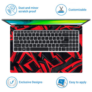 Laptop Skin - Bold Graffiti Art Red Black Contrast