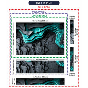 Laptop Skin - Textured Abstract Waves Teal And Black