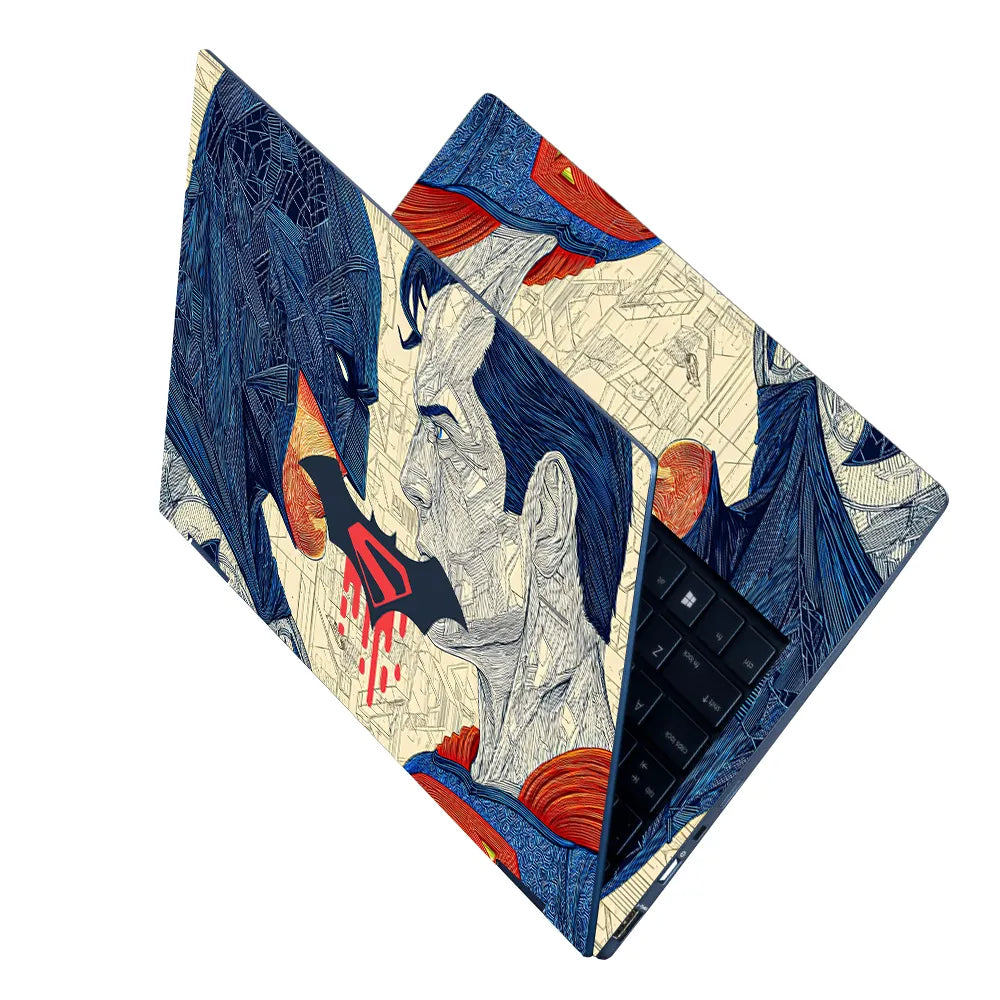 Laptop Skin - Dynamic Comic Style Heroic Faceoff Dramatic Tones