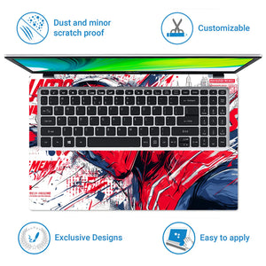 Laptop Skin - Dynamic Comic Style Hero Red Energy