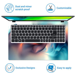 Laptop Skin - Fluid Abstract Waves Soft Blue Orange