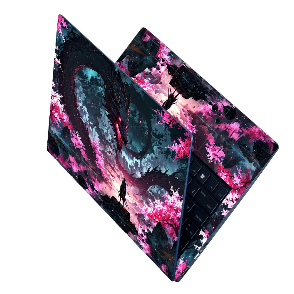Laptop Skin - Epic Fantasy Dragon Cherry Blossom Night