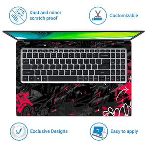 Universal Laptop Skin - Black Red Graffiti