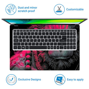 Laptop Skin - Lord Hanuman Neon Art Jai Shree Ram