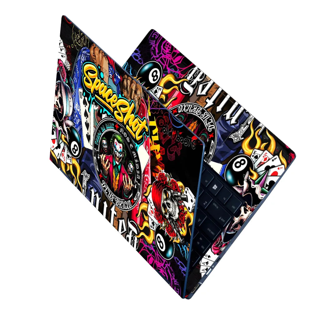 Laptop Skin - Vibrant Street Art Joker Playing Cards