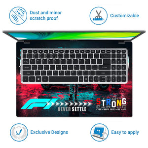 Universal Laptop Skin - Teal Red F1 Neon Racing Legend