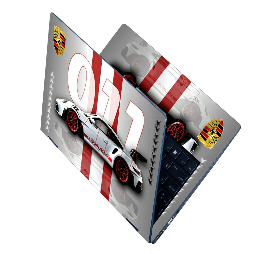 Universal Laptop Skin - Porsche GT3 White Stripes