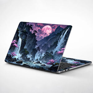 Laptop Skin - Serene Fantasy Landscape Pink Moon
