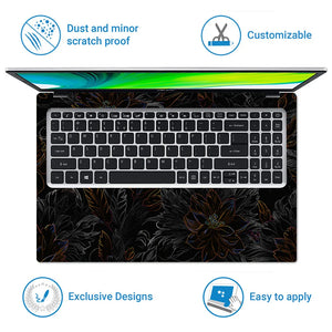 Universal Laptop Skin - Dark Golden Floral Texture