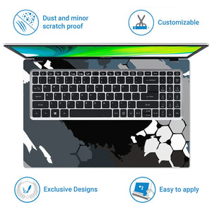 Universal Laptop Skin - Grey Black Honeycomb