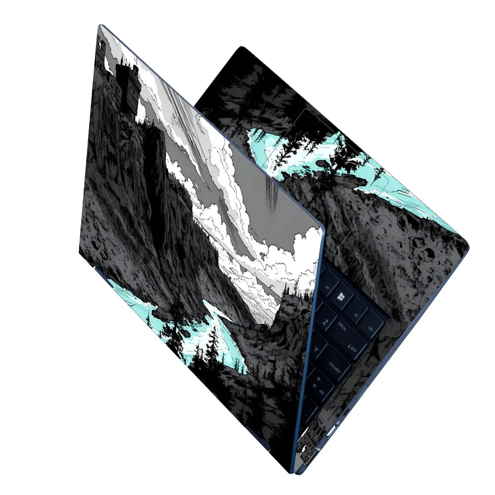 Laptop Skin - Monochrome Comic Landscape Serene River