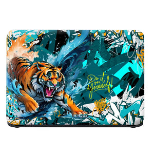 Laptop Skin - Vibrant Street Art Tiger Aqua Splash