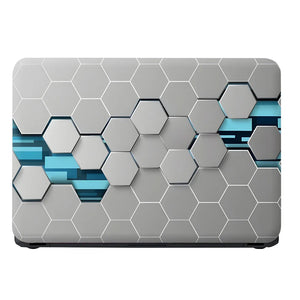 Universal Laptop Skin - Grey & Teal 3D Hexagon Tech Pattern