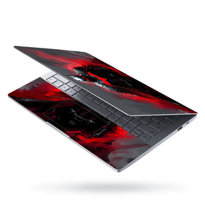 Laptop Skin - Dark Superhero Bat in Red Flames