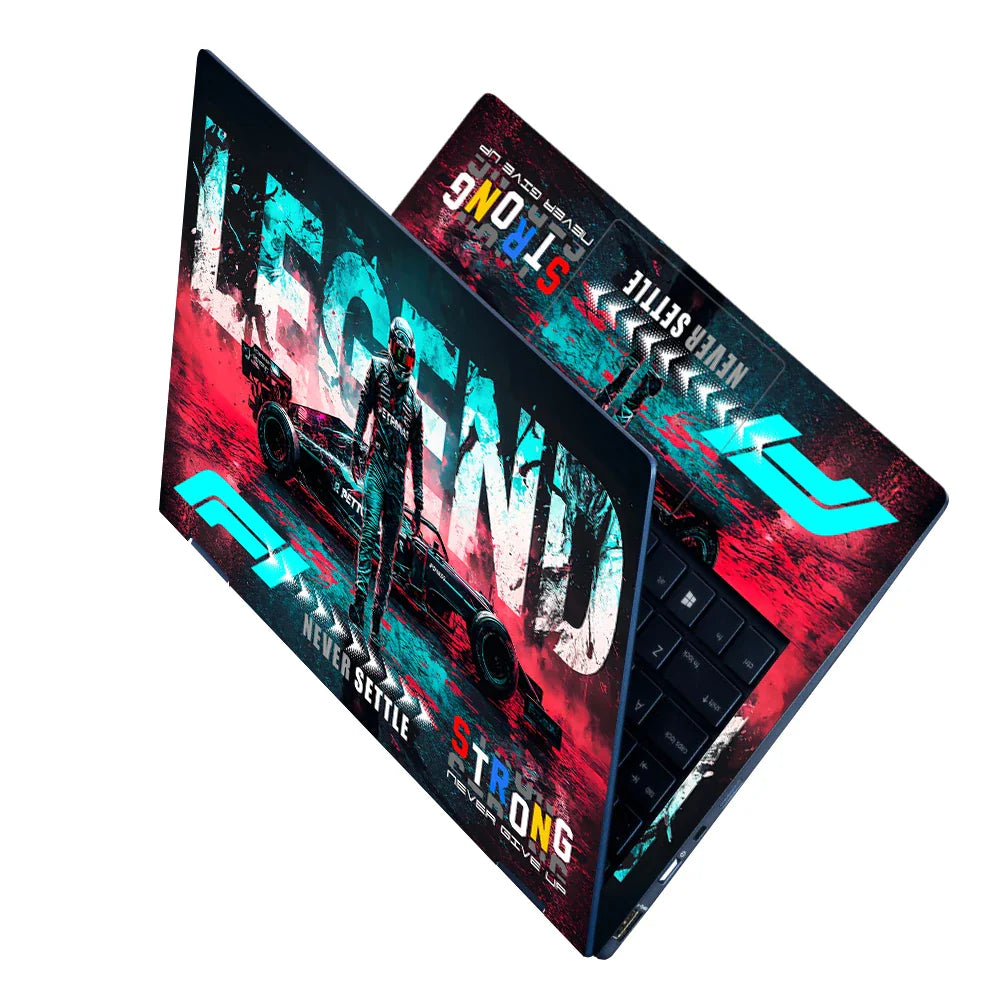 Universal Laptop Skin - Teal Red F1 Neon Racing Legend
