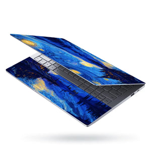 Laptop Skin - Swirling Impressionist Castle Blue Night