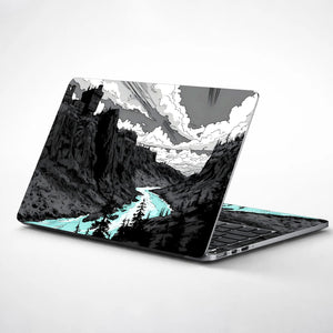 Laptop Skin - Monochrome Comic Landscape Serene River