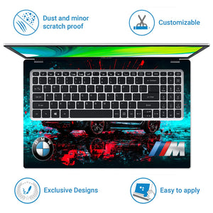 Laptop Skin - BMW M5 Performance Car Neon Splash Digital Art