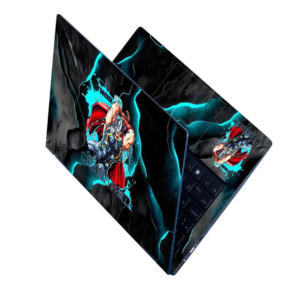 Laptop Skin - Dynamic Comic Hero Thor Electric Blue