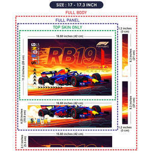 Universal Laptop Skin - Blue Red RB19 Racing Car Art