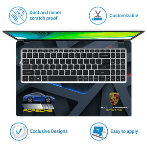 Universal Laptop Skin - Porsche 911 Carrera Blue GT3 Art