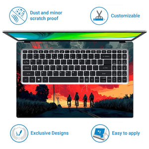 Dramatic Landscape With Cyclists And Stormy Sky Laptop Skin - View 5