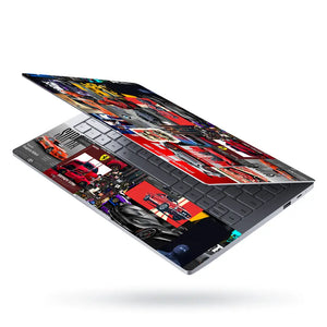 Dynamic Automotive Collage In Bold Colors Laptop Skin - View 3