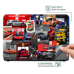 Dynamic Automotive Collage In Bold Colors Laptop Skin - View 4