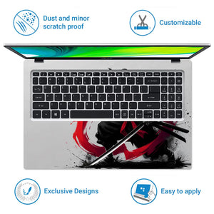Dynamic Black And Red Samurai Warrior Laptop Skin - View 5