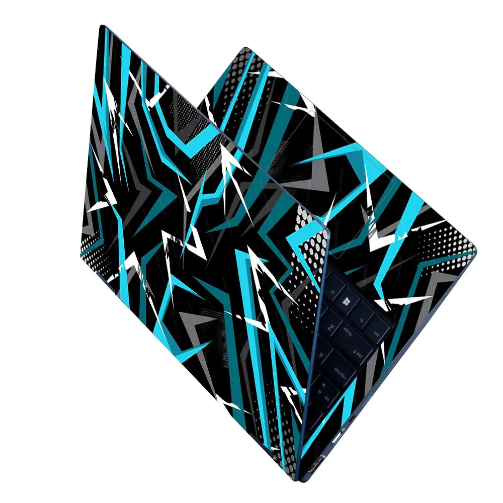 Dynamic Geometric Blue And Black Design Laptop Skin - View 2