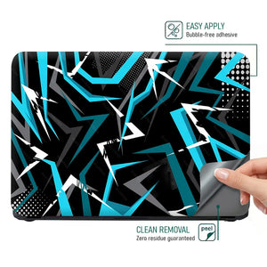 Dynamic Geometric Blue And Black Design Laptop Skin - View 4
