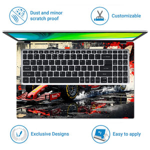 Dynamic Racing Car In Action Laptop Skin - View 5