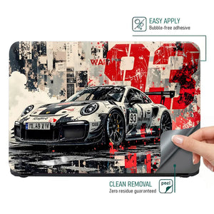Dynamic Racing Car In Urban Style Laptop Skin - View 4
