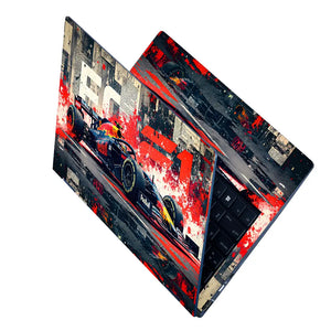 Dynamic Racing Car Red Splash Art Laptop Skin - View 2