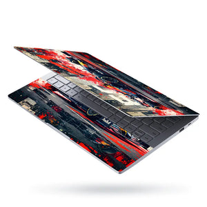 Dynamic Racing Car Red Splash Art Laptop Skin - View 3