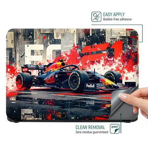 Dynamic Racing Car Red Splash Art Laptop Skin - View 4