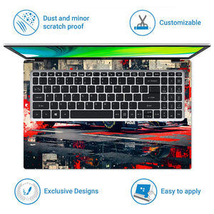 Dynamic Racing Car Red Splash Art Laptop Skin - View 5