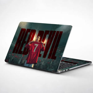 Dynamic Sports Hero Holding Jersey Laptop Skin - View 1