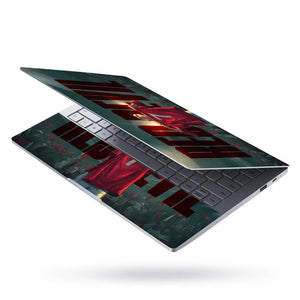 Dynamic Sports Hero Holding Jersey Laptop Skin - View 3