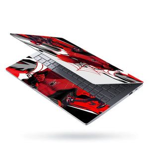 Dynamic Superhero Action Red Black White Laptop Skin - View 3
