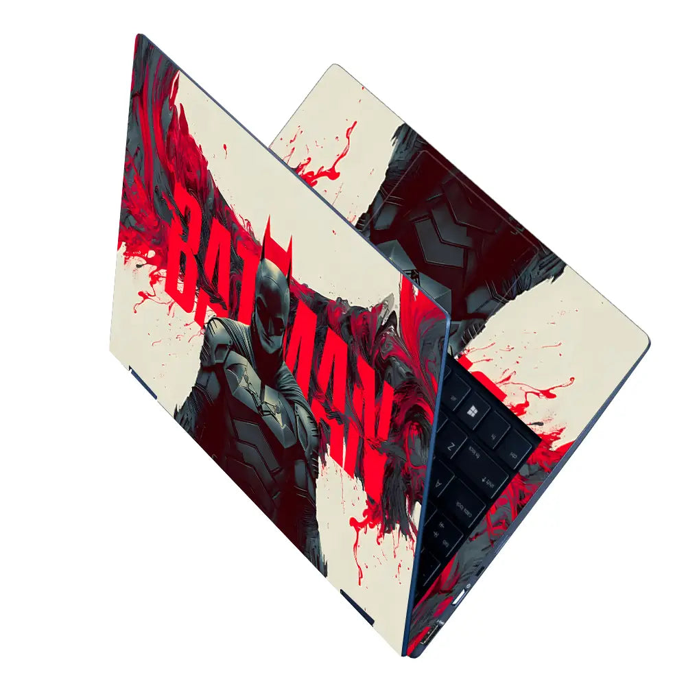 Dynamic Superhero Batman Red Swirls Laptop Skin - View 2