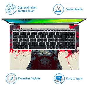Dynamic Superhero Batman Red Swirls Laptop Skin - View 5