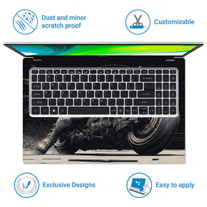 Dynamic Superhero Batman Riding Motorcycle Laptop Skin - View 5