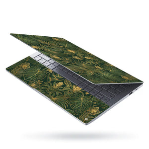 Elegant Tropical Leaves In Gold Laptop Skin - View 3
