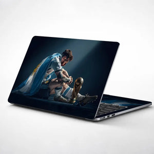 Emotional Soccer Star Reflecting On Victory Laptop Skin - View 1